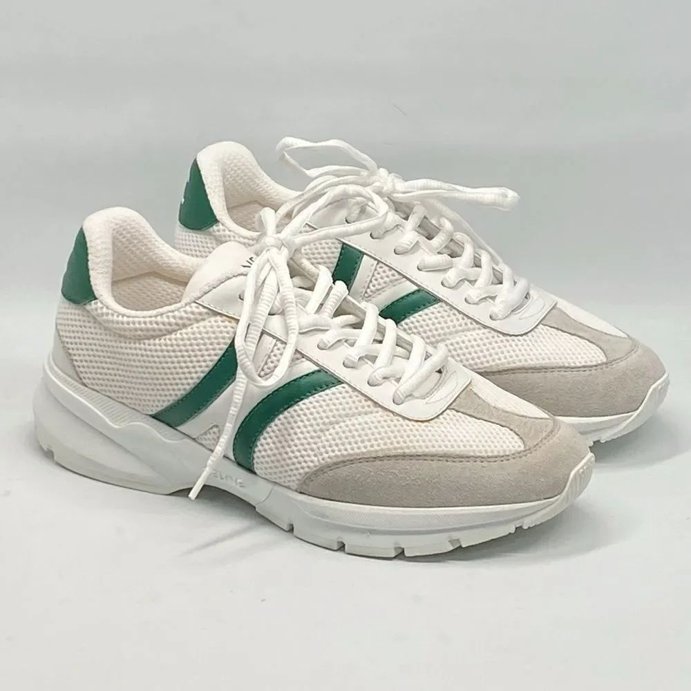 Celine CR-01 Suede-Trimmed Leather and Mesh Sneakers size 37